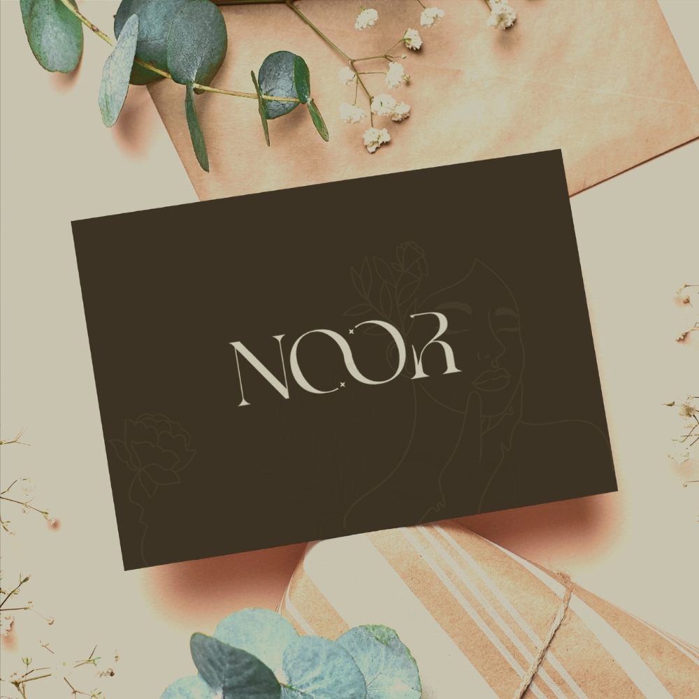 custom logo design for Noor beauty brand